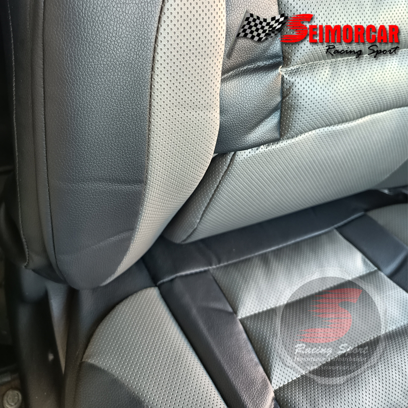 Funda Asiento Universal Ecocuero Acolchada 11 Piezas Negro/Gris - Imagen 4