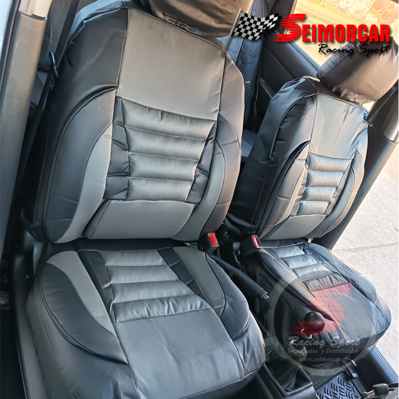 Funda Asiento Universal Ecocuero Acolchada 11 Piezas Negro/Gris - Imagen 5