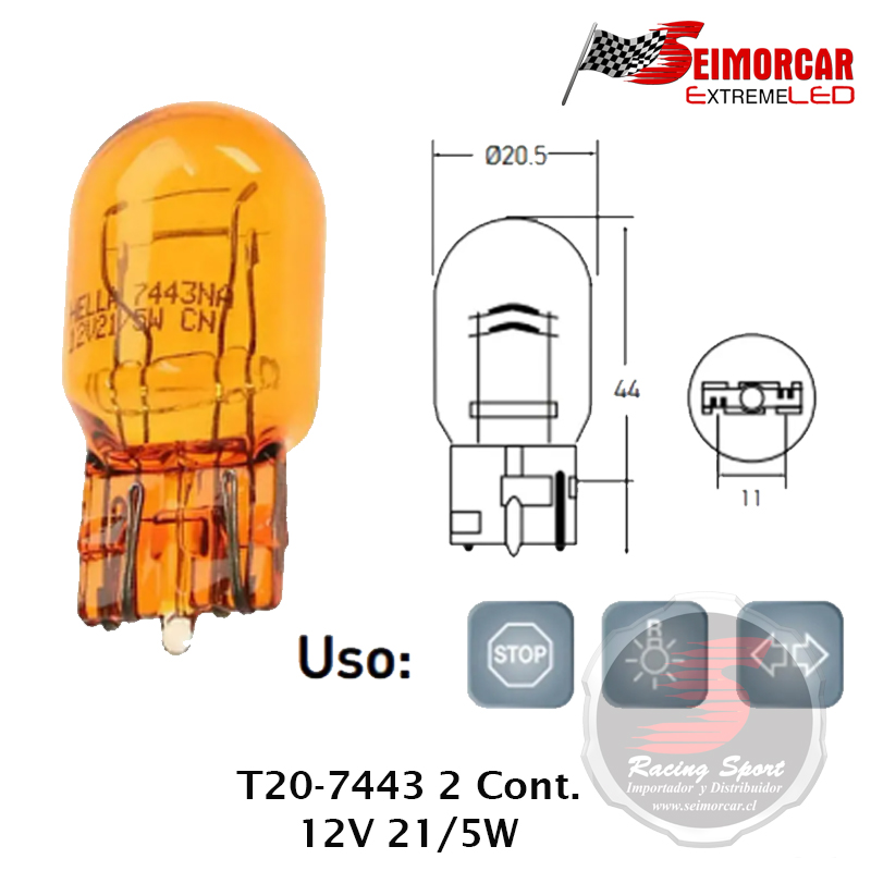 Ampolleta Cola Pescado T20 2 Contacto Ambar