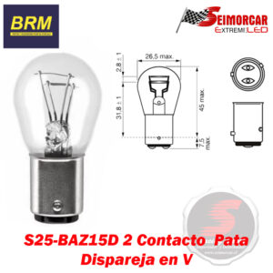 Ampolleta S25 2 cont Blanca Pata Dispareja cacho en V